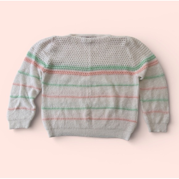 Parallel Lines Sweaters - Vintage Parallel Lines‎ Sweater Pastel Stripe Soft Girl Knit Cropped Women's M